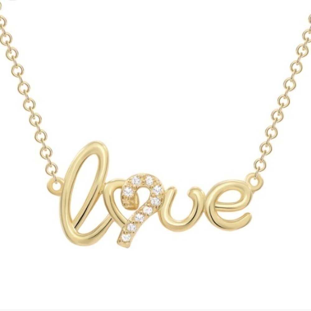 Gold plated over Sterling Silver Cubic Zirconia Love Necklace